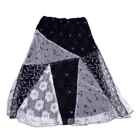 Vintage Mirasol Floral Lace Patchwork Maxi Skirt Witchy Mesh Embroidered NEW - Picture 4 of 15